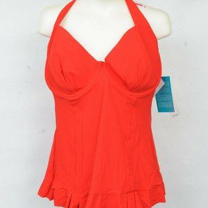 Your Profile 2 Piece Red Swim Tank & Skirt Womens Size 40 D Top 16 Skirt Tankini